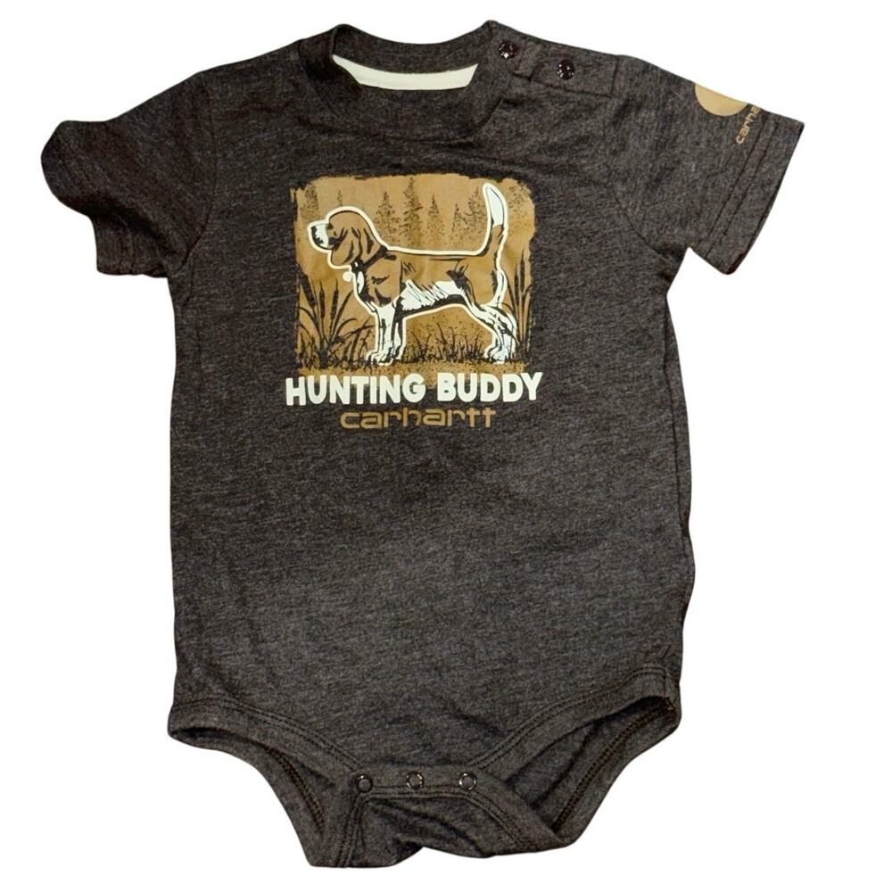 Carhartt Baby 18M Hunting Buddy Dog Graphic Bodysuit Charcoal Unisex